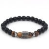 Viking Magic~Matte Onyx Stone&Tiger Eye Combination Stitching with Cubic Zircon Hand Jewelry Beads Bracelet Elastic Stretch Men Bracelet