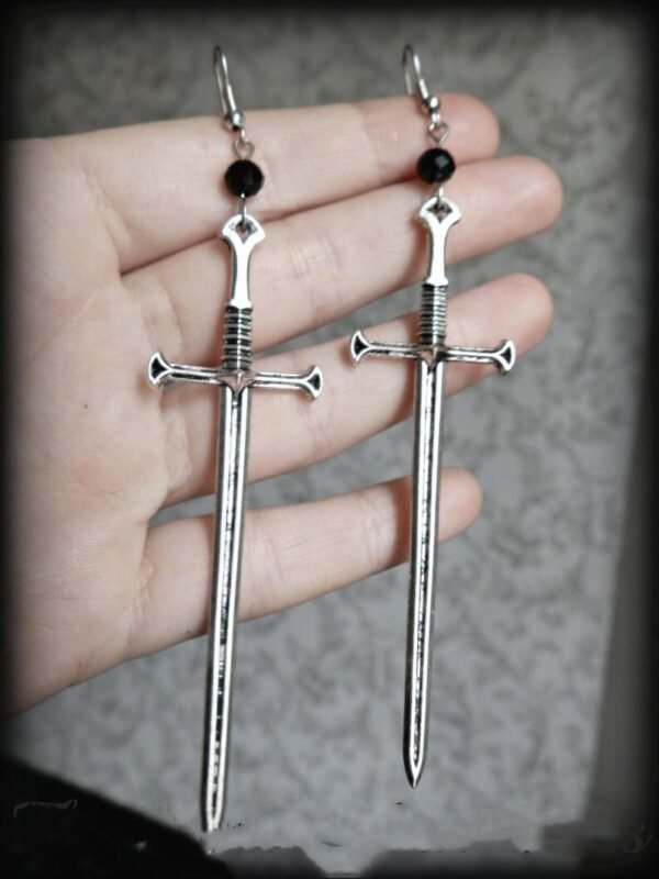 Medieval Worship Sword Earrings Witch or Pagan Alternative Goth  Silver Plated Classic Women Fashion Gift Jewelry