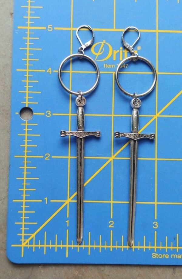 Medieval Worship Sword Earrings Witch or Pagan Alternative Goth  Silver Plated Classic Women Fashion Gift Jewelry
