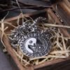 Men 316L stainless steel norse Viking odin's wolf rune vantage necklace with gift bag and wooden box