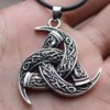 Viking Magic~Men Amulet Necklace Viking Odin's Horn Wolf Pendant Necklace Irish Knot 3 Moon Shape Trinity Talisman Vikings Jewelry