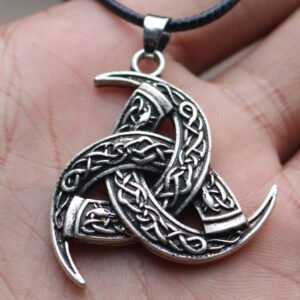 Viking Magic~Men Amulet Necklace Viking Odin's Horn Wolf Pendant Necklace Irish Knot 3 Moon Shape Trinity Talisman Vikings Jewelry