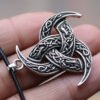 Viking Magic~Men Amulet Necklace Viking Odin's Horn Wolf Pendant Necklace Irish Knot 3 Moon Shape Trinity Talisman Vikings Jewelry