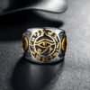 Men Egyptian Eye of Horus Ring Stainless Steel Cross of Life Ankh Text Symbol Rings Vintage Jewelry for Man US Size 7 14|Rings|