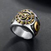 Men Egyptian Eye of Horus Ring Stainless Steel Cross of Life Ankh Text Symbol Rings Vintage Jewelry for Man US Size 7 14|Rings|