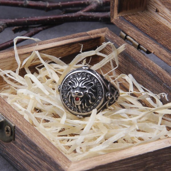 Men Ring Punk Gold Lion Ring 316L Stainless steel Biker Round Animal Rings Jewelry Party Power Design high quality Jewely