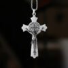 Compass Design Jesus Cross Amulet Pendant Rock Casual Gift Catholic Christian Necklace