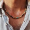 Men's African necklace, Men african Beaded jewelry, Surfer necklace Gifts for men, Wooden Beach Necklace