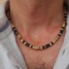 Men's African necklace, Men african Beaded jewelry, Surfer necklace Gifts for men, Wooden Beach Necklace
