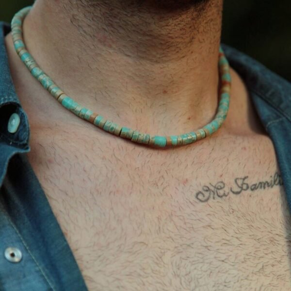 Men's African necklace, Men african Beaded jewelry, Surfer necklace Gifts for men, Wooden Beach Necklace