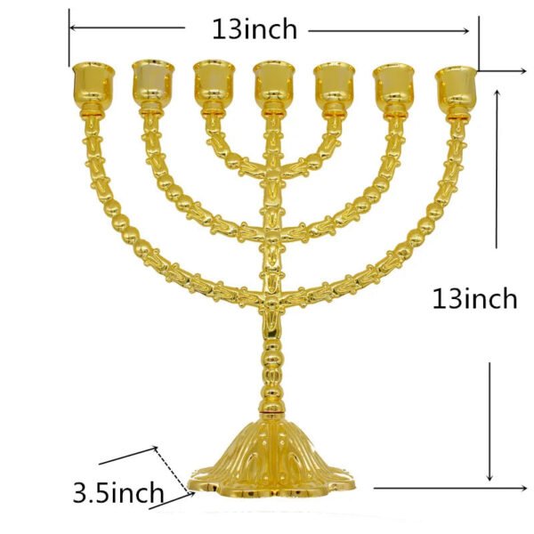 Menorah Big Candle Holder Judaica Candelabra Home Deocration 7 Branch Gold Color Metal Alloy Decor