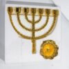 Menorah Big Candle Holder Judaica Candelabra Home Deocration 7 Branch Gold Color Metal Alloy Decor