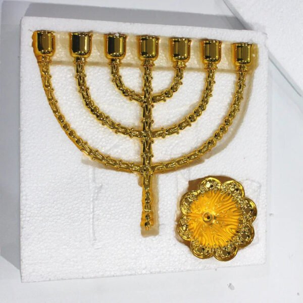 Menorah Big Candle Holder Judaica Candelabra Home Deocration 7 Branch Gold Color Metal Alloy Decor