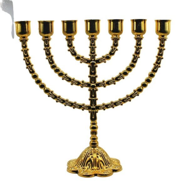 Menorah Big Candle Holder Judaica Candelabra Home Deocration 7 Branch Gold Color Metal Alloy Decor
