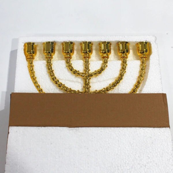 Menorah Big Candle Holder Judaica Candelabra Home Deocration 7 Branch Gold Color Metal Alloy Decor