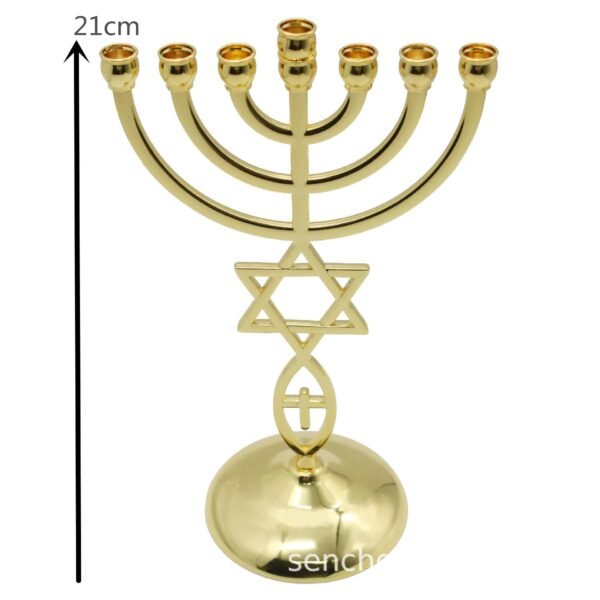 Menorah Candle Holder 7 Branch Isral Style 21cm Candelabra Jewish Candlestick Home Decoration