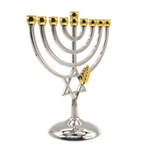Menorah-Candle-Holder-Hanukkah-9-Branch-Judaica-Alloy-Jewish-Home-Decoration-Candlestick-Religious-David-Star-Silver Menorah Candle Holder Hanukkah 9 Branch Judaica Alloy Jewish Home Decoration Candlestick Religious David Star Silver Candelabra