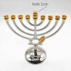 Menorah Candle Holder Hanukkah 9 Branch Judaica Alloy Jewish Home Decoration Candlestick Religious David Star Silver Candelabra