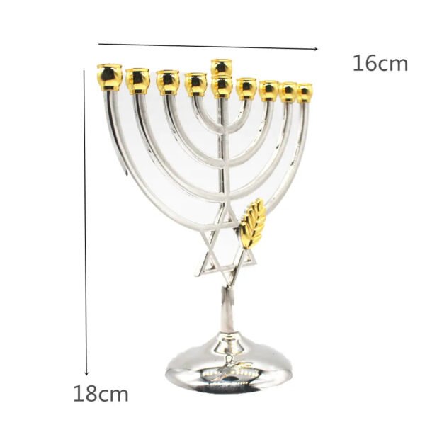 Menorah Candle Holder Hanukkah 9 Branch Judaica Alloy Jewish Home Decoration Candlestick Religious David Star Silver Candelabra