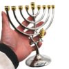 Menorah Candle Holder Hanukkah 9 Branch Judaica Alloy Jewish Home Decoration Candlestick Religious David Star Silver Candelabra