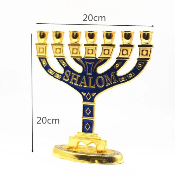 Menorah Candle Holder Judaica 7 Branch Candelabra Israel Shalom Religious 12 Tribes Jerusalem Temple Home Decoration