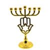 Menorah Candle Holders Gold Hand of Fatima Jewish Home Decoration Religious Judaica Israel Candelabra David Star