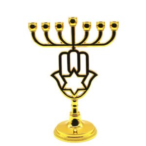 Menorah-Candle-Holders-Gold-Hand-of-Fatima-Jewish-Home-Decoration-Religious-Judaica-Israel-Candelabra-David-Star Menorah Candle Holders Gold Hand of Fatima Jewish Home Decoration Religious Judaica Israel Candelabra David Star