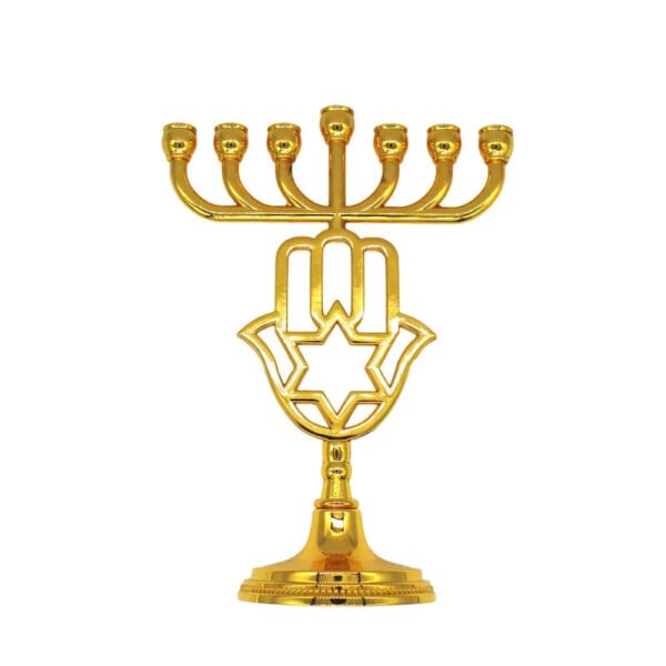 Menorah Candle Holders Gold Hand of Fatima Jewish Home Decoration Religious Judaica Israel Candelabra David Star