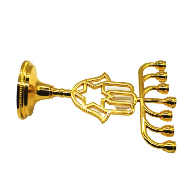 Menorah Candle Holders Gold Hand of Fatima Jewish Home Decoration Religious Judaica Israel Candelabra David Star