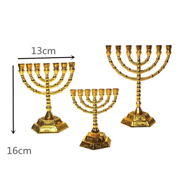 Menorah Hanukkah Candle Holder Jerusalem Home Decor 12 Tribes Jewish Candelabra Judaica 7 Branch Metal Candlestick