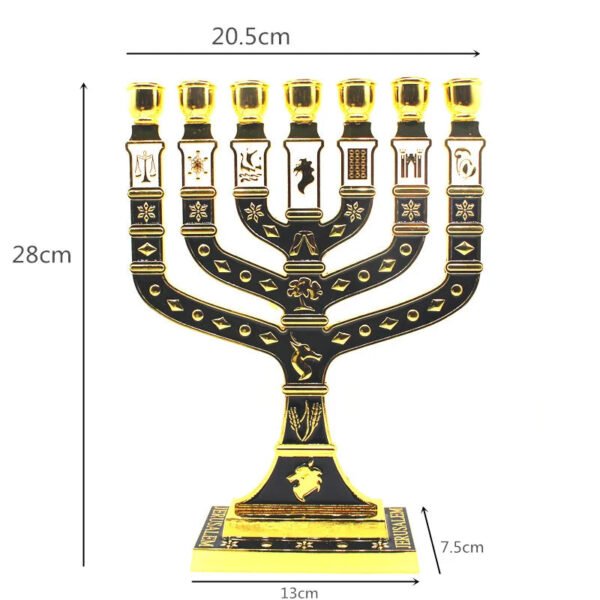 Menorah Hanukkah Candle Holder Jerusalem Home Decor 12 Tribes Jewish Candelabra Judaica 7 Branch Metal Candlestick