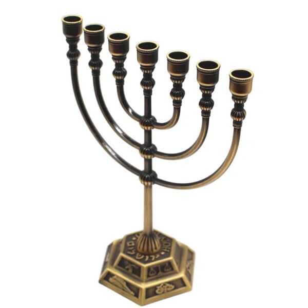 Menorah Home Decoration 7 Bracnh Judaica Religious 12 Tribes Hanukkah Candabra Alloy Decor
