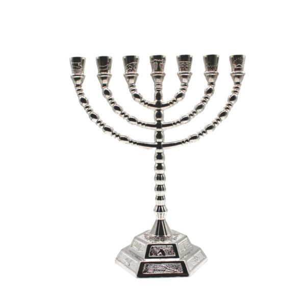 Menorah Home Decoration Judaica Candle Holders Alloy Gold/Silver Candlestick Hanukkah 12 Tribes Decor 7 Branch Candelabra