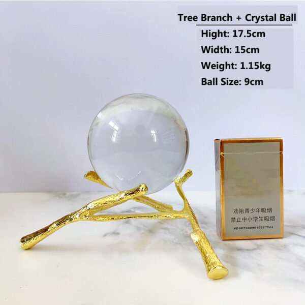 Metal Display Stand for Crystal Glass Lens Ball Large Divination Photography Lensball Base Magic Sphere Globe Holder + Ball