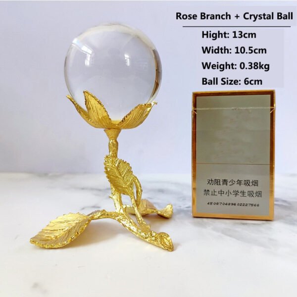 Metal Display Stand for Crystal Glass Lens Ball Large Divination Photography Lensball Base Magic Sphere Globe Holder + Ball