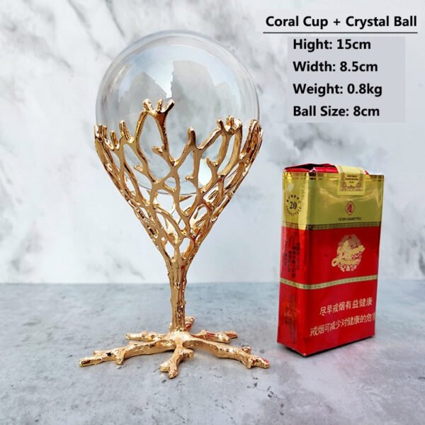 Metal Display Stand for Crystal Glass Lens Ball Large Divination Photography Lensball Base Magic Sphere Globe Holder + Ball