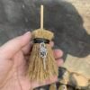 Mini Witch Broom Witchcraft accessories Raw Crystal Wicca Altar Broom Necklace Pendant Pentagram Demon Eye Skull Exorcism Car