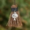 Mini Witch Broom Witchcraft accessories Raw Crystal Wicca Altar Broom Necklace Pendant Pentagram Demon Eye Skull Exorcism Car