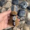 Mini Witch Broom Witchcraft accessories Raw Crystal Wicca Altar Broom Necklace Pendant Pentagram Demon Eye Skull Exorcism Car