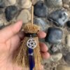 Mini Witch Broom Witchcraft accessories Raw Crystal Wicca Altar Broom Necklace Pendant Pentagram Demon Eye Skull Exorcism Car