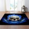 Modern 3D Large Area Rugs Flame Skull Gothic Rectangular Carpets blue flame Anti slip Decorative Floor Mat for Home Room 5Size