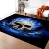 Modern 3D Large Area Rugs Flame Skull Gothic Rectangular Carpets blue flame Anti slip Decorative Floor Mat for Home Room 5Size