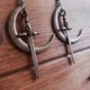 Moon & Dagger Earrings - Silver Plated /bronze Crescent Moon + Sword Dangle Earrings