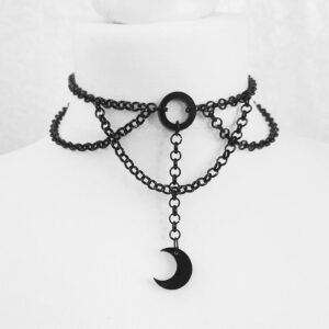 Moon Gothic Chains O Ring Choker gothic choker, moon necklace, moon choker|Choker Necklaces|