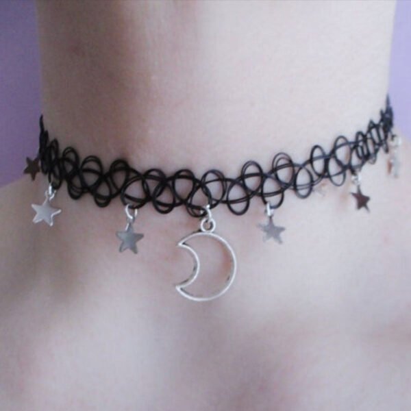Moon Gothic Chains O Ring Choker gothic choker, moon necklace, moon choker