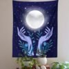 Moon Hand Tapestries Plant Starry Sky Aesthetic Tapestry Wall Hanging Living Room Bedroom Decorations