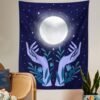 Moon Hand Tapestries Plant Starry Sky Aesthetic Tapestry Wall Hanging Living Room Bedroom Decorations