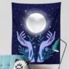 Moon Hand Tapestries Plant Starry Sky Aesthetic Tapestry Wall Hanging Living Room Bedroom Decorations