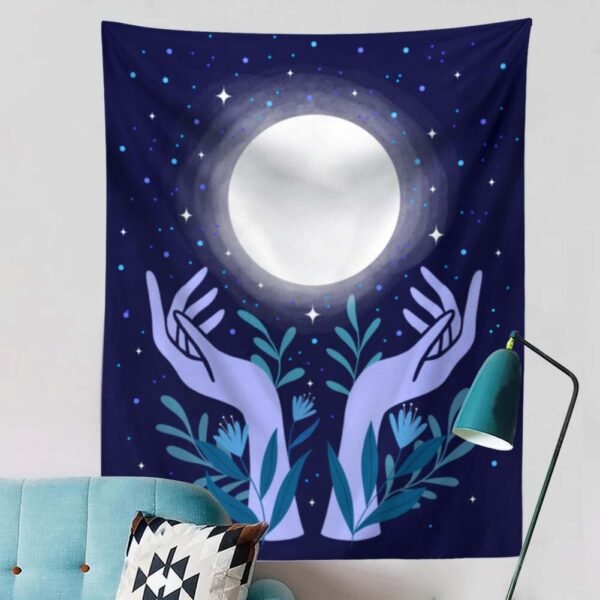Moon Hand Tapestries Plant Starry Sky Aesthetic Tapestry Wall Hanging Living Room Bedroom Decorations