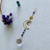 Moon Home Decoration Pendant Golden Sunlight Catcher K9 Crystal Ball Moon Wind Chime Door and Window Car Pendant Gift